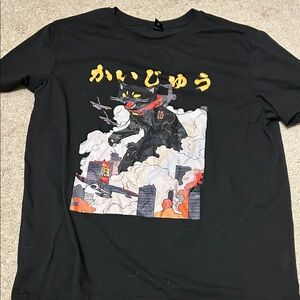 ROMWE Black Cat Kaijyu Graphic T-Shirt